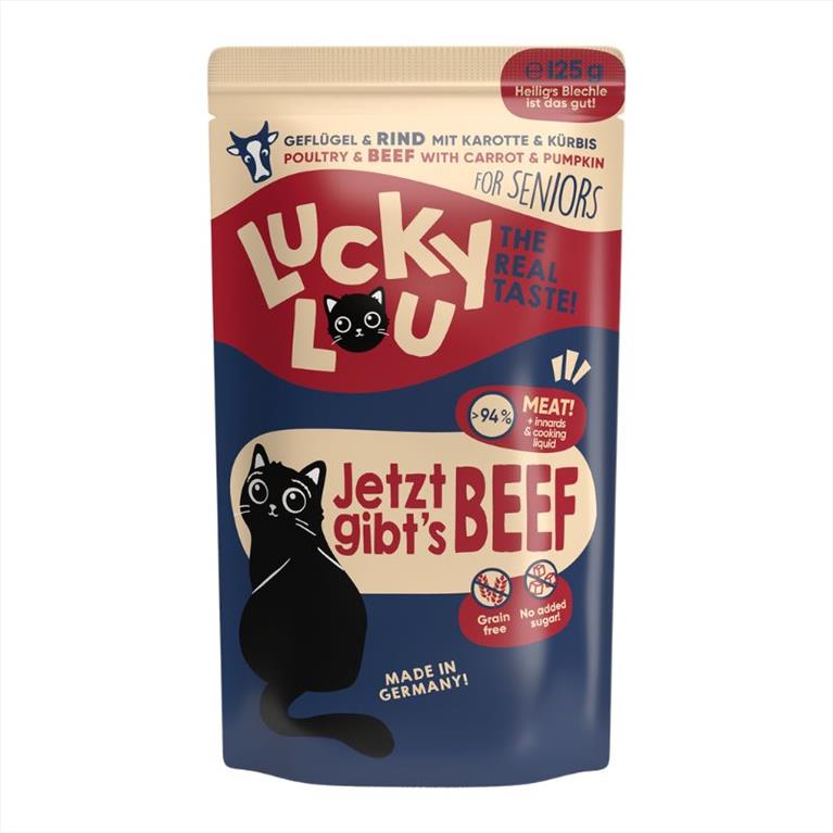 Lucky Lou LifeStage Senior με Πουλερικά, Βοδινό, Καρότο και Κολοκύθα 125gr