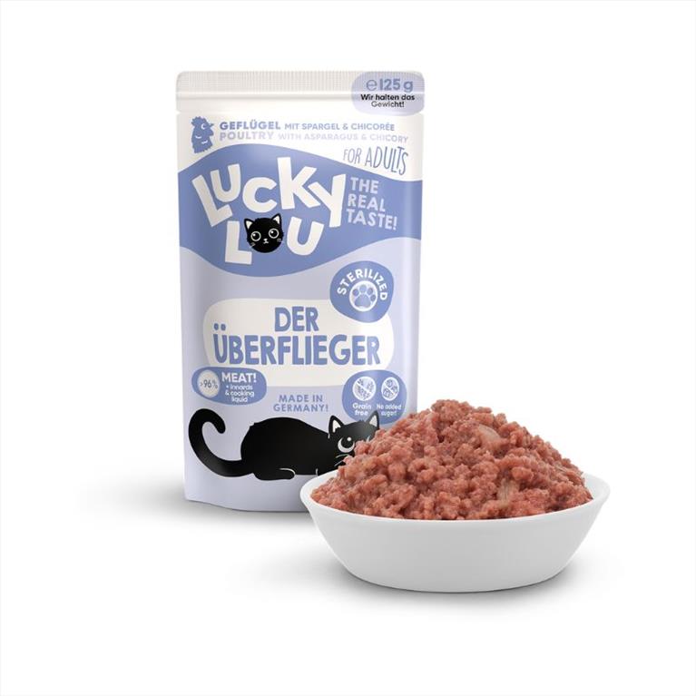 Lucky Lou LifeStage Adult Sterilized με Πουλερικά, Σπαράγγι και Κιχώριο 125gr