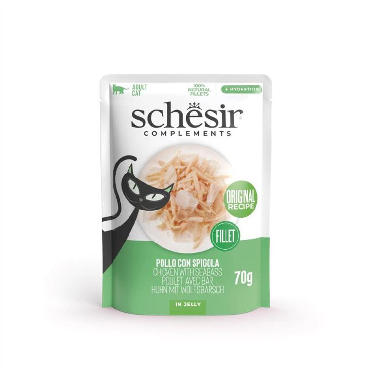 Schesir Cat Pouch Complements Jelly με Κοτόπουλο και Λαυράκι 70gr