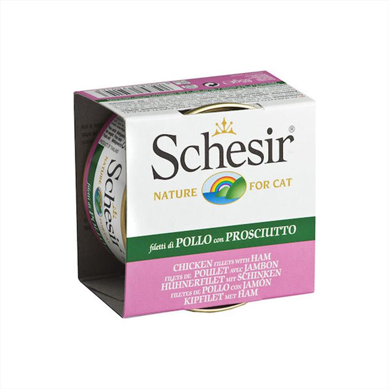 Schesir Jelly με Φιλετάκια Κοτόπουλο και Ζαμπόν 85gr