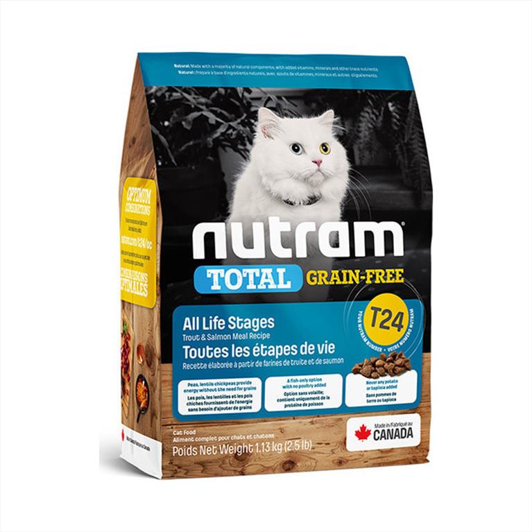 NUTRAM T24 TOTAL GRAIN-FREE ΜΕ ΣΟΛΟΜΟ & ΠΕΣΤΡΟΦΑ 1.13KG