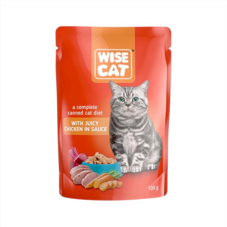 Wise Cat Adult Υγρή Τροφή με Κοτόπουλο σε Σάλτσα 100gr