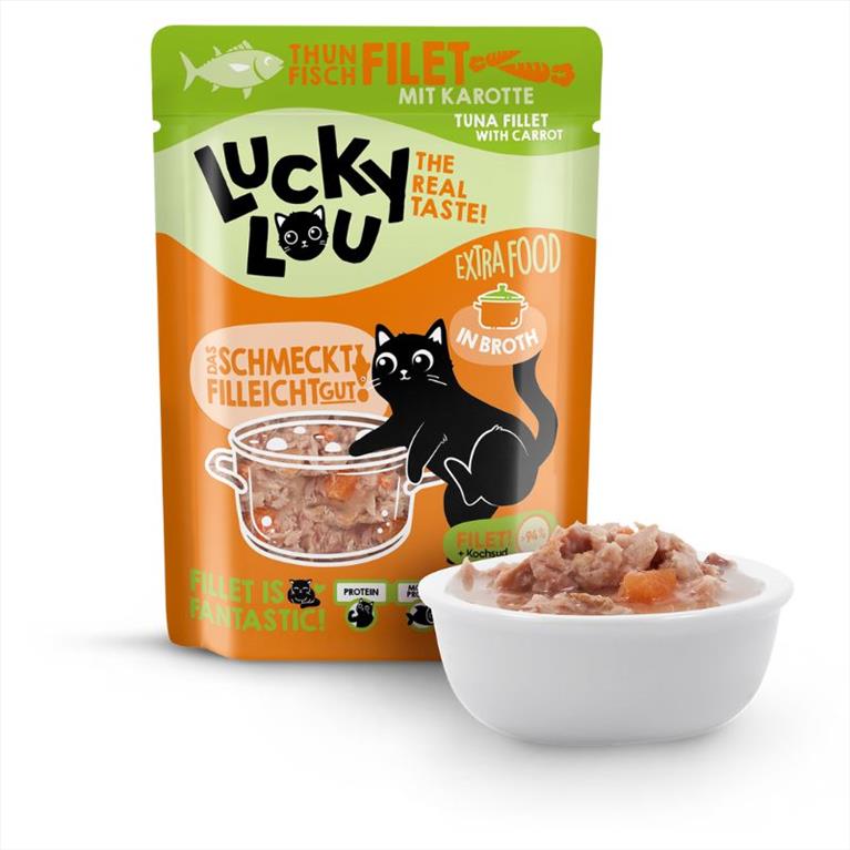 Lucky Lou ExtraFood Φιλέτο Τόνου με Καρότο Σε Ζωμό Φακελάκι 70gr