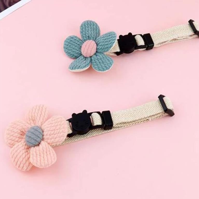 Περιλαίμιο Γάτας με λουλούδι(Γαλάζιο και Ρόζ) 20-30cm10mm