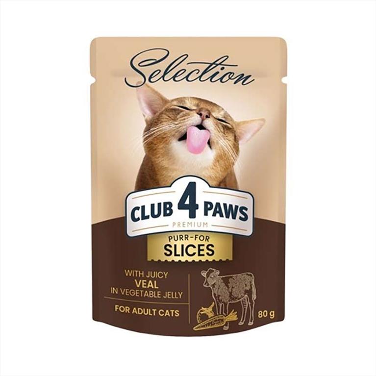 Club 4 Paws Selection Slices με Μοσχάρι και Λαχανικά 80gr