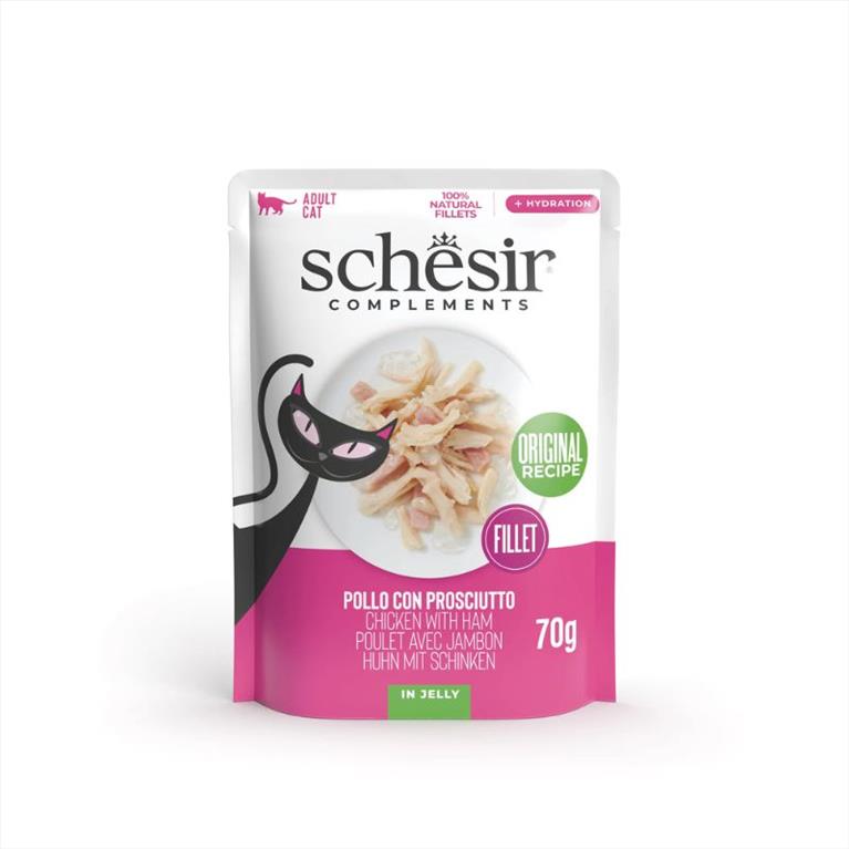 Schesir Cat Pouch Complements Jelly με Κοτόπουλο και Ζαμπόν 70gr