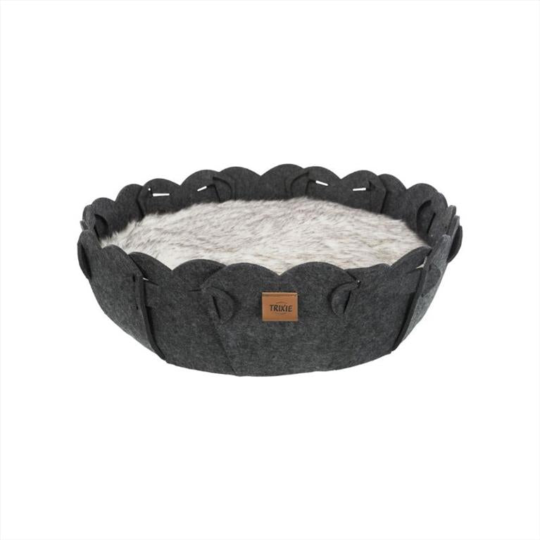 Τσόχινο Ανθρακί Κρεβάτι με Γούνα 50cm