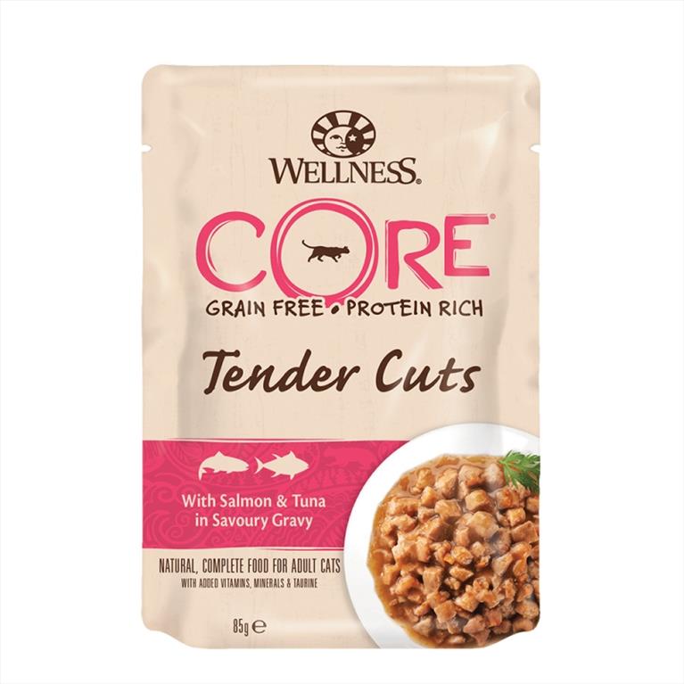 Wellness Core Tender Cuts Σολομός και Τόνος σε Σάλτσα 85gr