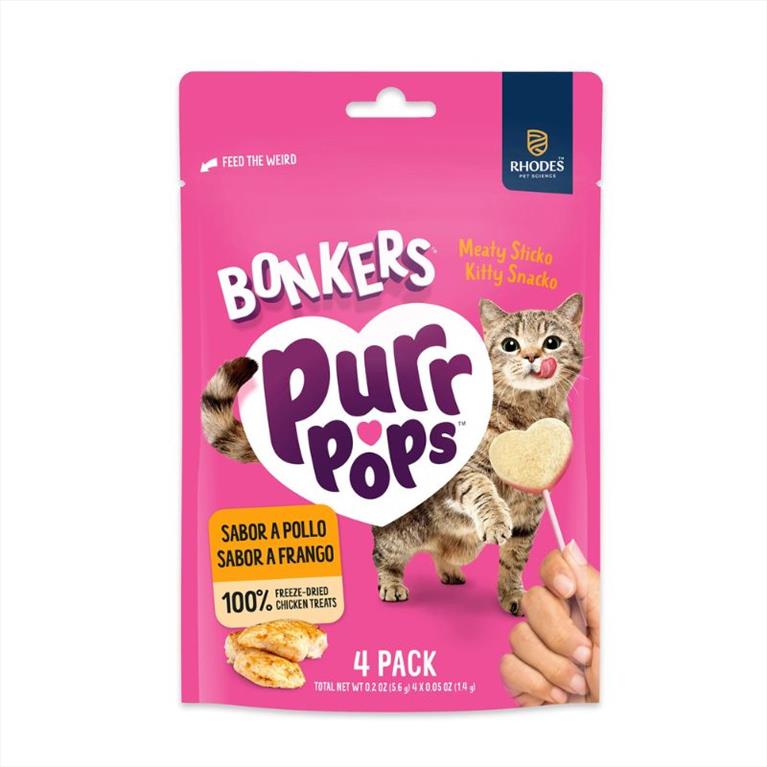 Bonkers Purr Pops Freeze Dried Chicken Λιχουδιά Γάτας 20gr (4x1,4gr)