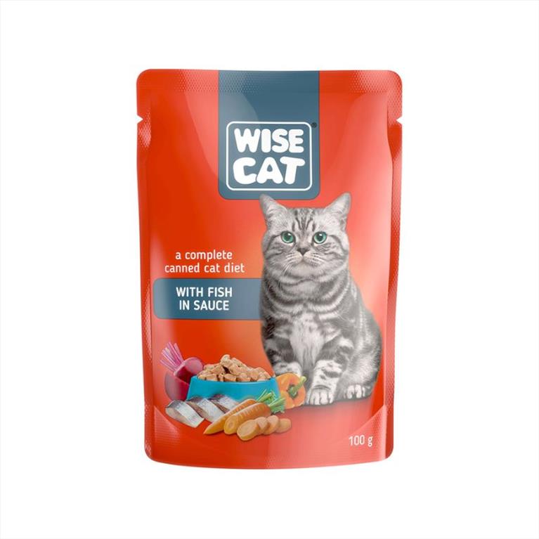 Wise Cat Adult Υγρή Τροφή με Ψάρι σε Σάλτσα 100gr