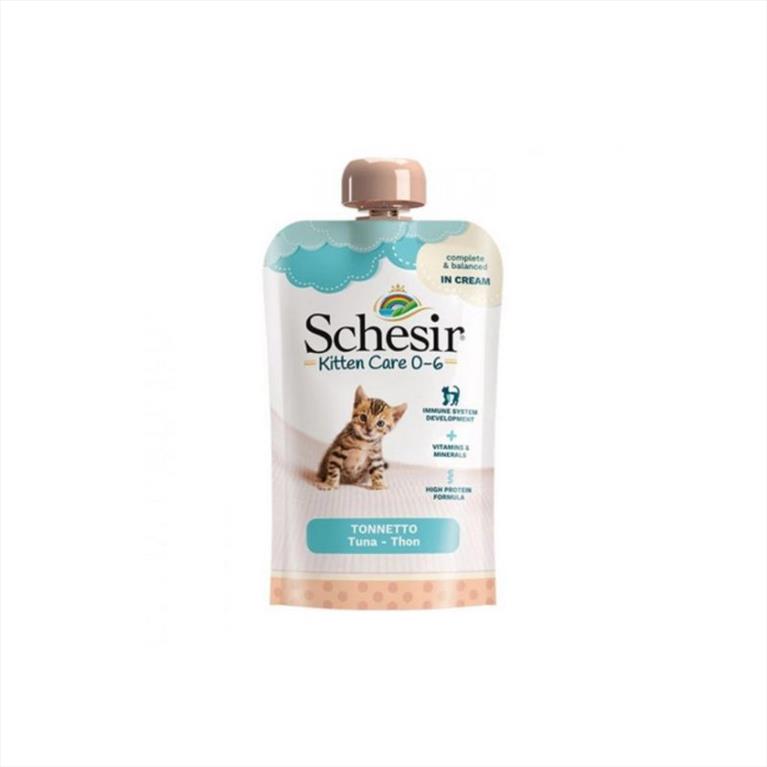 Schesir Pouch Kitten Cream για 0-6 μηνών με Τόνo 150gr