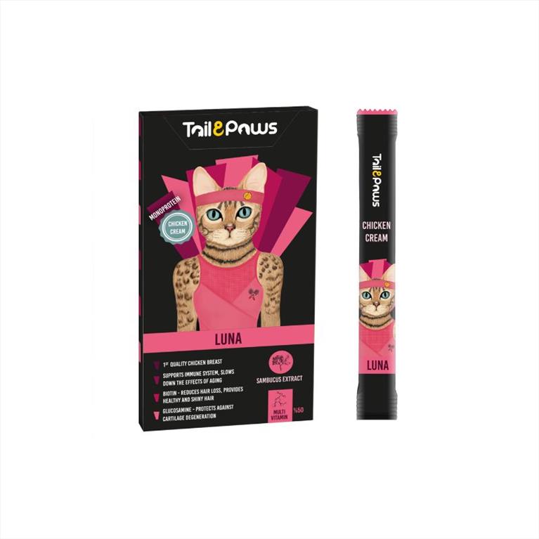 Tail & Paws Luna Κοτόπουλο και Βιταμίνες σε Κρέμα 5x15gr