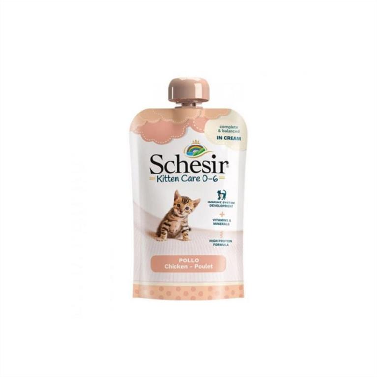 Schesir Pouch Kitten Cream για 0-6 μηνών με Κοτόπουλο 150gr