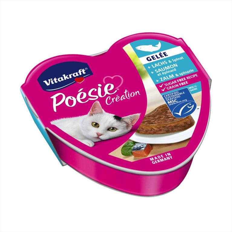 Vitakraft Poesie Creation Σολομό και Σπανάκι σε ζελέ 85gr