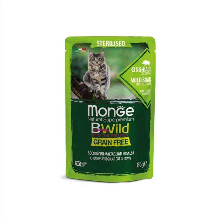 Monge BWild Grain Free Sterilised με Αγριόχοιρο και Λαχανικά 85gr