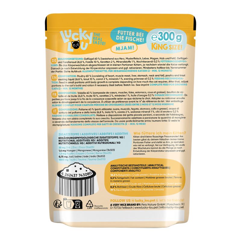 Lucky Lou LifeStage Kitten με Πουλερικά, Πέστροφα και Καρότο 300gr