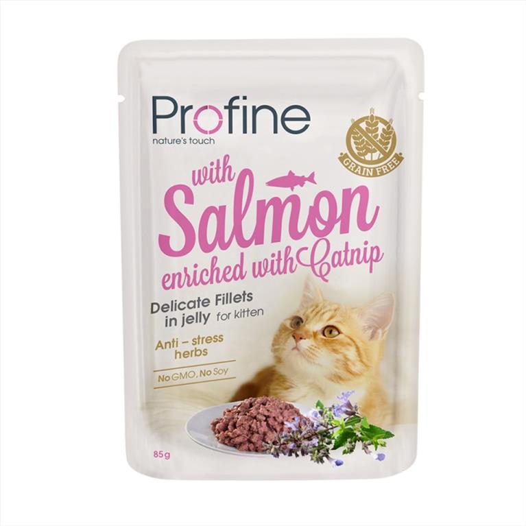 Profine Kitten Φιλετάκια Σολομού με Catnip σε Ζελέ 85gr