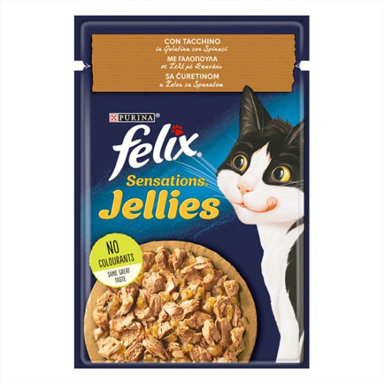 Felix Sensations Jellies με Γαλοπούλα και Σπανάκι 85gr