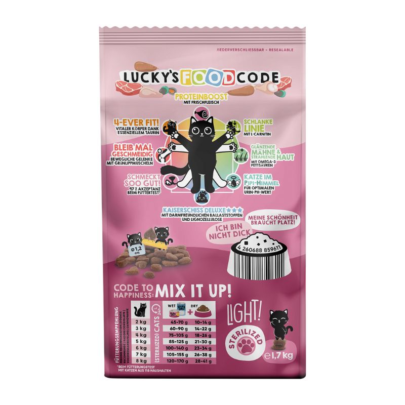 Lucky Lou Food Code Adult Light  Sterilized Πουλερικά & Φρέσκο Αρνί 1.70kg