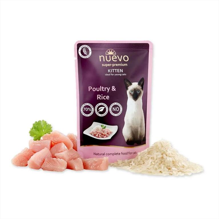 Νuevo Pouch Kitten με Πουλερικά και Ρύζι 85gr