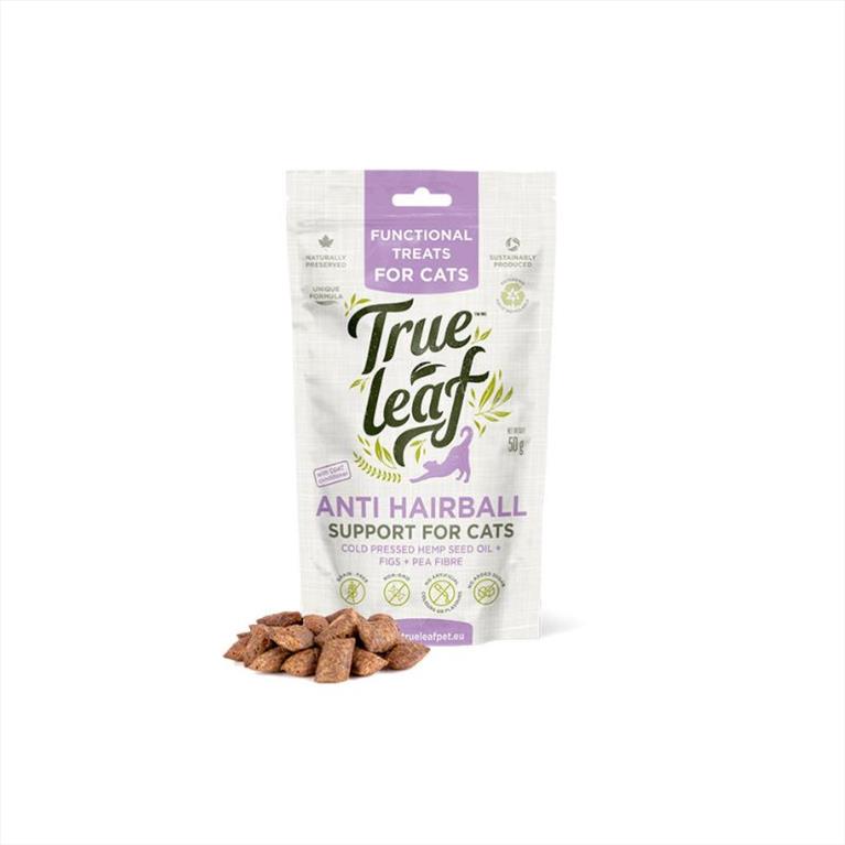 True Leaf Anti-Hairball Λιχουδιές με Φαρμακευτική Κάνναβη, Σύκα και Φυτικές Ίνες Αρακά 50gr