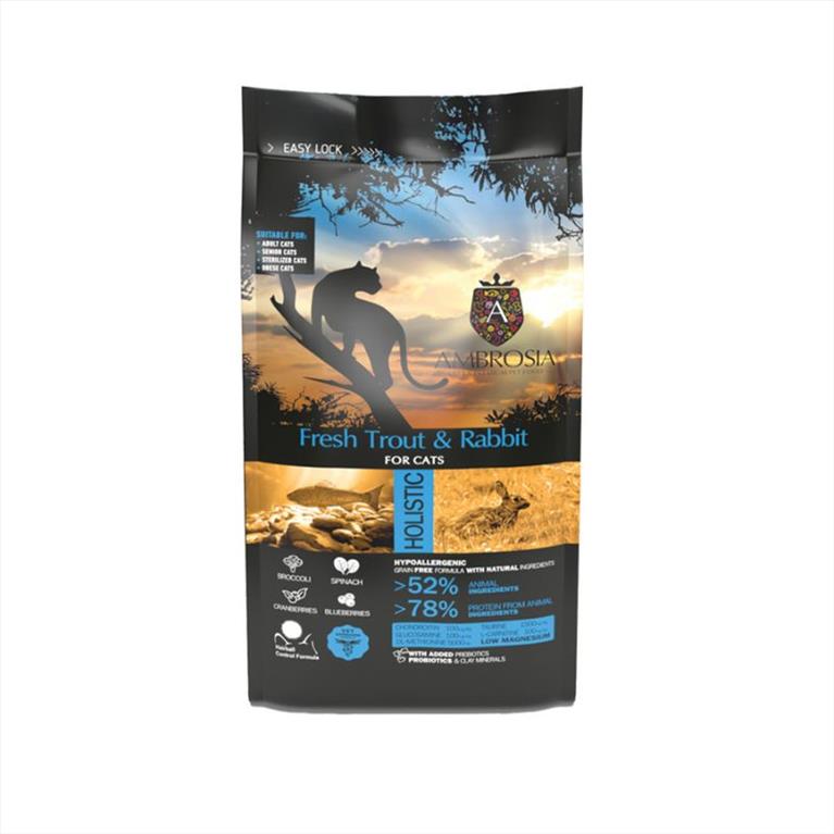 AMBROSIA Adult Sterilised με Πέστροφα και Κουνέλι 1,5kg