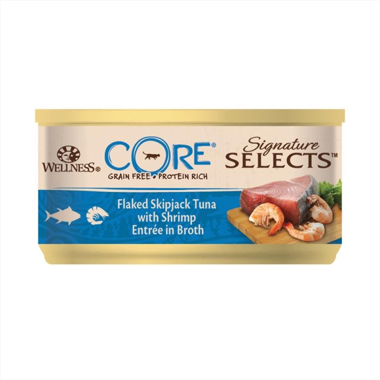 Wellness Core Signature Select Νιφάδες Τόνο και Γαρίδα σε Ζωμό 79gr