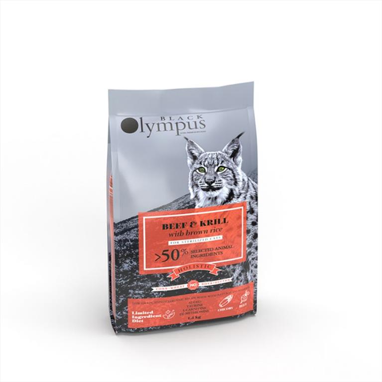Olympus Cat Sterilised με Μοσχάρι και Κριλ 1,5kg