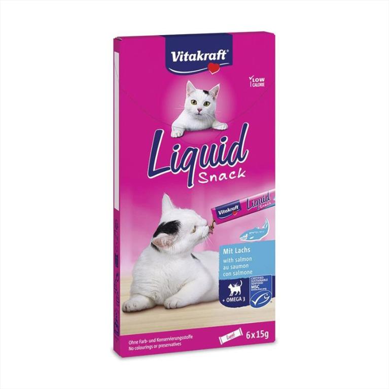 Vitakraft Υγρό Snack με Σολομό και Ωμέγα 3 6x15gr