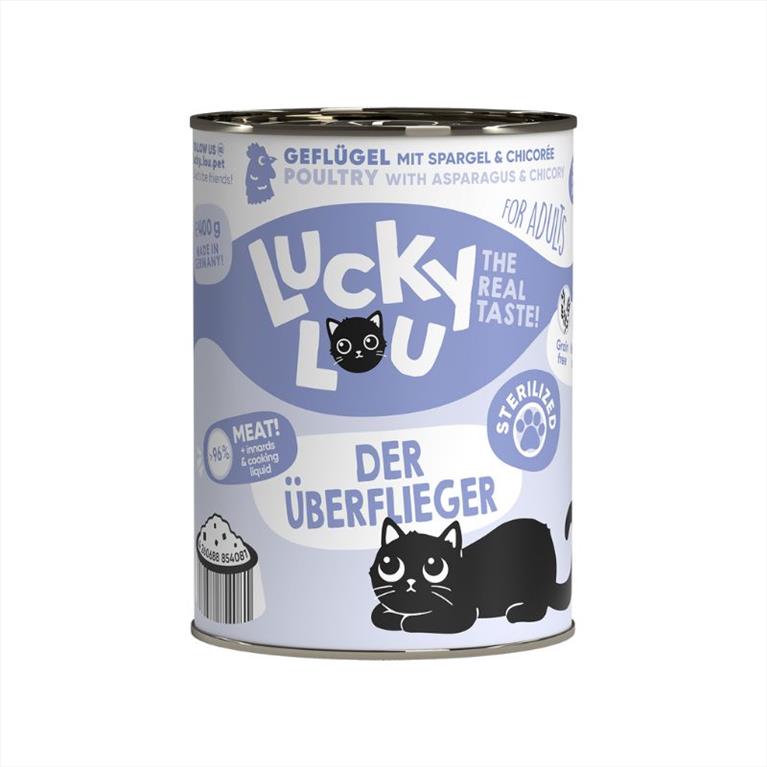 Lucky Lou LifeStage Adult Sterilized με Πουλερικά, Σπαράγγι και Κιχώριο 400gr