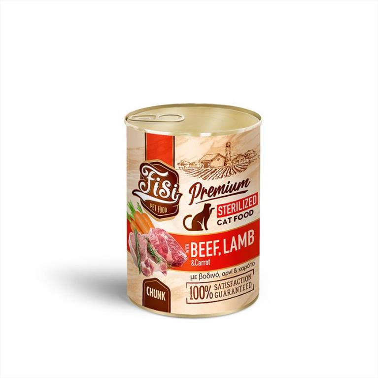 FISI Cat Adult Sterilized Βοδινό, Αρνί & Καρότα σε Σάλτσα 400gr