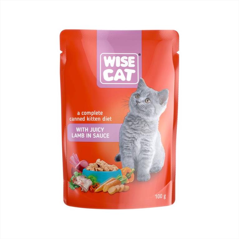 Wise Cat Kitten Υγρή Τροφή με Αρνί σε Σάλτσα 100gr