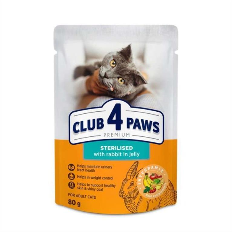 Club 4 Paws Sterilised με Κουνέλι σε ζελέ 80gr