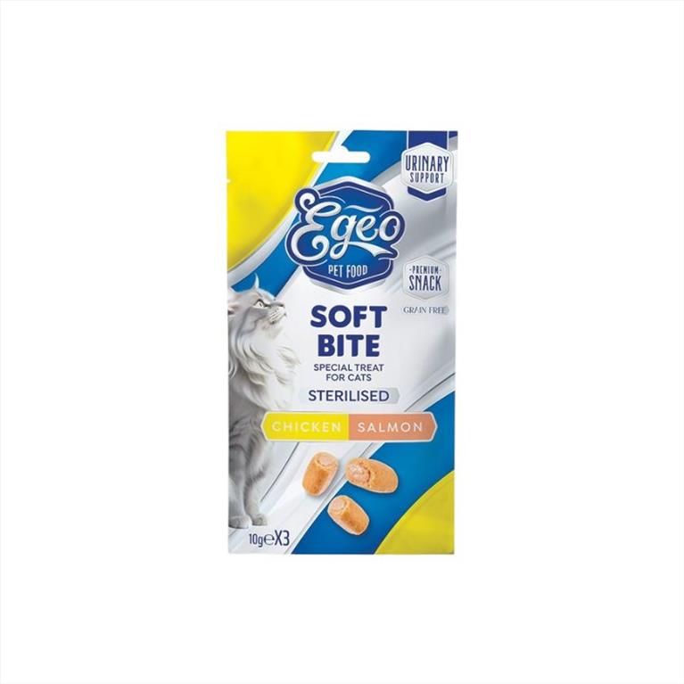 Egeo Soft Bites Sterilised Snack με Κοτόπουλο και Σολομό 3x10gr