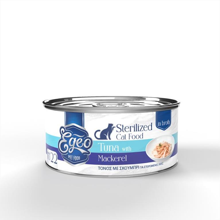 EGEO Cat Sterilised Τόνος με Σκουμπρί σε Ζωμό 70gr
