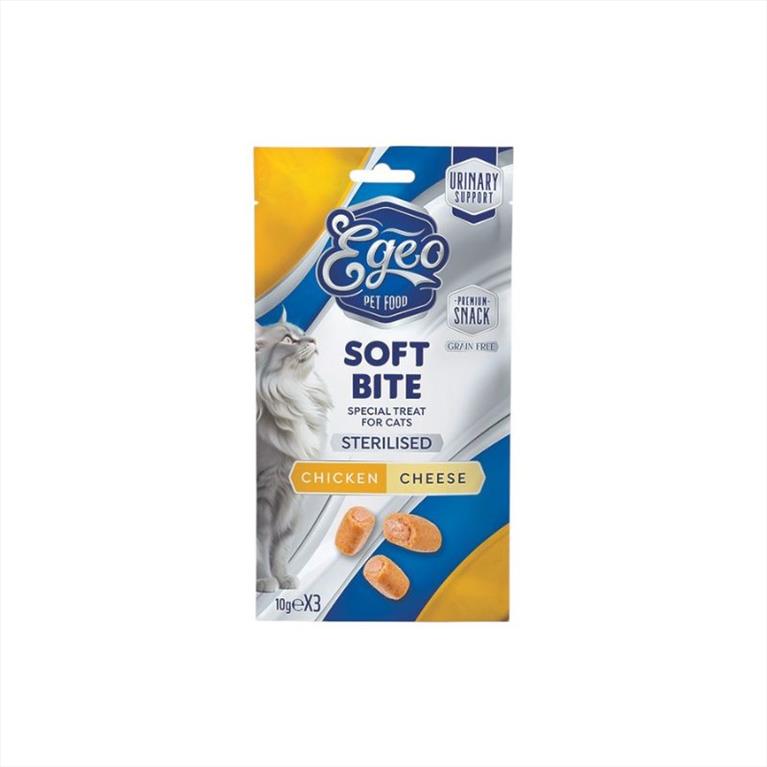 Egeo Soft Bites Sterilised Snack με Κοτόπουλο και Τυρί 3x10gr