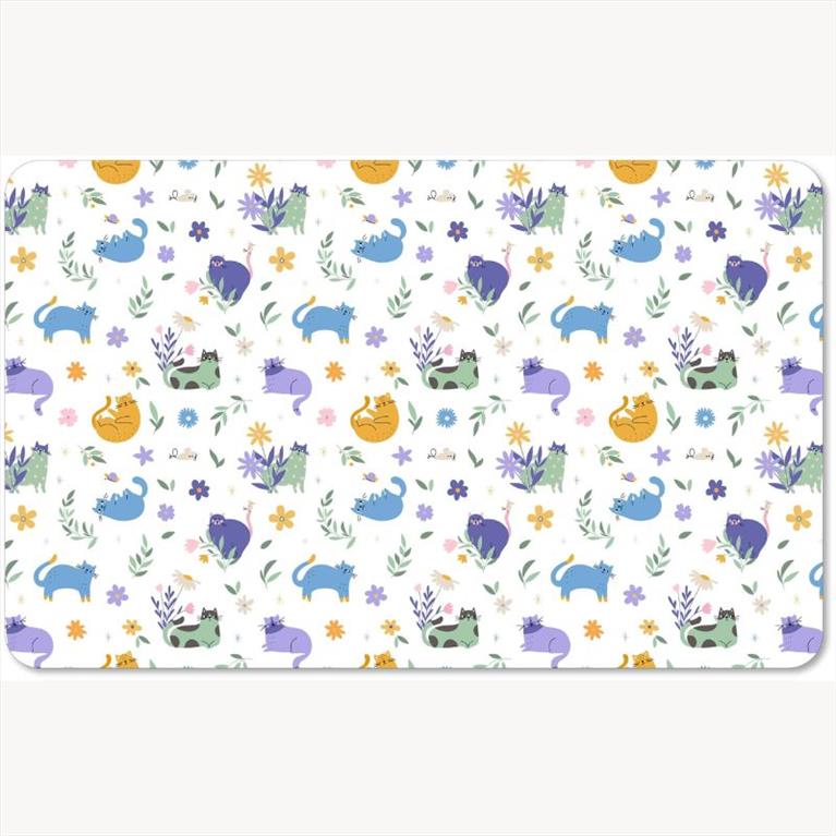Flower Cats Print Pet Placemat 29.2x48.3cm