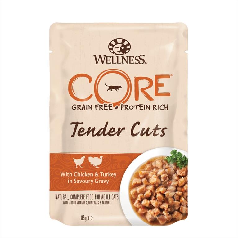 Wellness Core Tender Cuts Κοτόπουλο και Γαλοπούλα σε Σάλτσα 85gr
