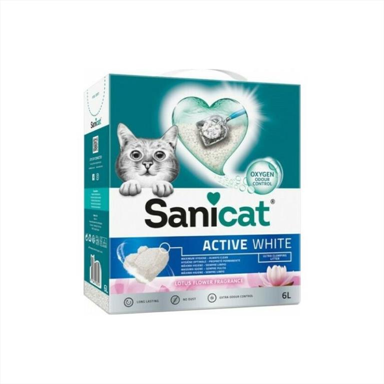 Sanicat Active White Ultra Clumping Άμμος Μπετονίτη με άρωμα Lotus 6lt