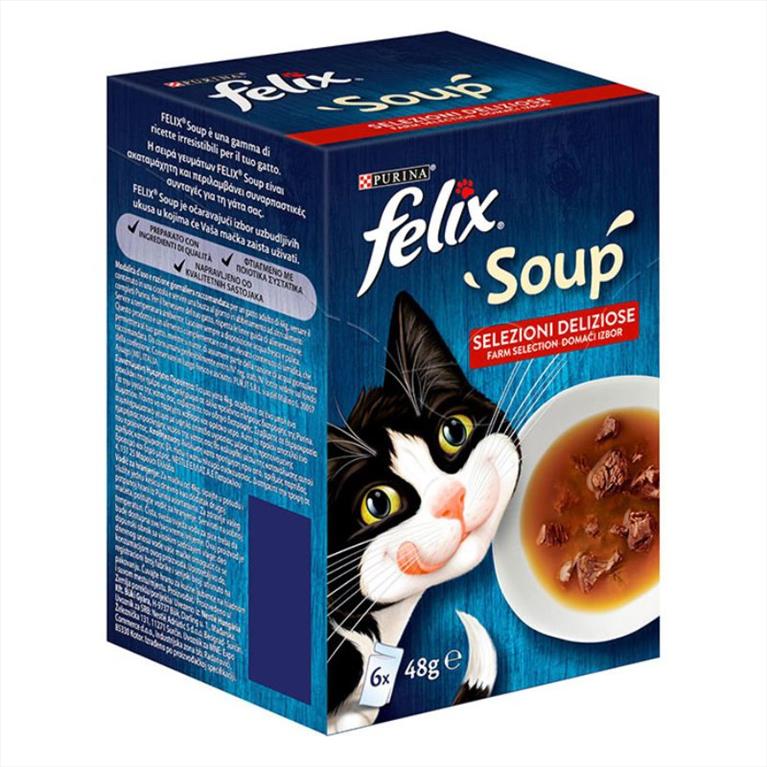 Felix Soups Πολυσυσκευασία με Βοδινό, Κοτόπουλο και Αρνί 6x48gr