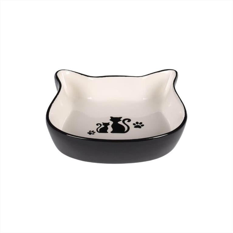 Flamingo Κεραμικό Μπολάκι σε Σχήμα Γάτας Μαύρο-Λευκό 13,5x13x3,5cm 250ml