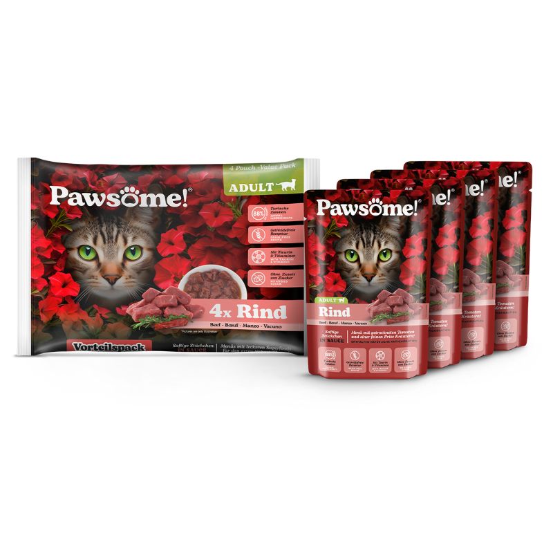 Pawsome Adult Βοδινό 85gr FlowPack 4τμχ